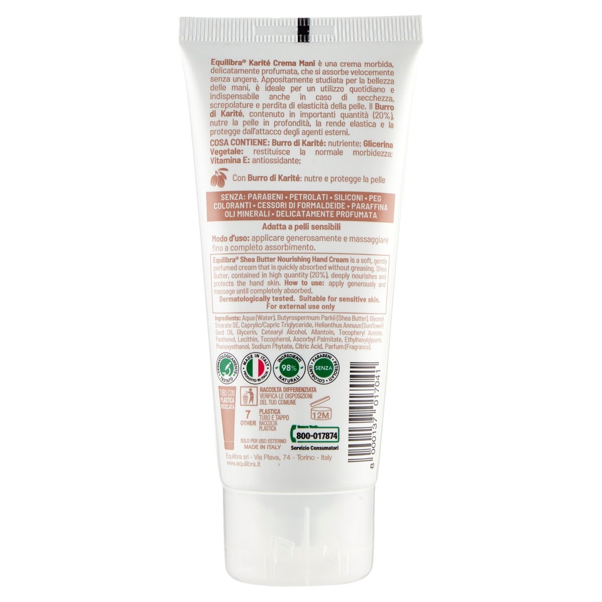 Equilibra Karitè Crema Mani Nutrente/Protettiva 100ml