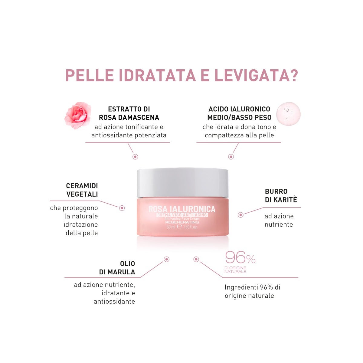 Equilibra Rosa Ialuronica Crema Viso Anti-aging 50ml