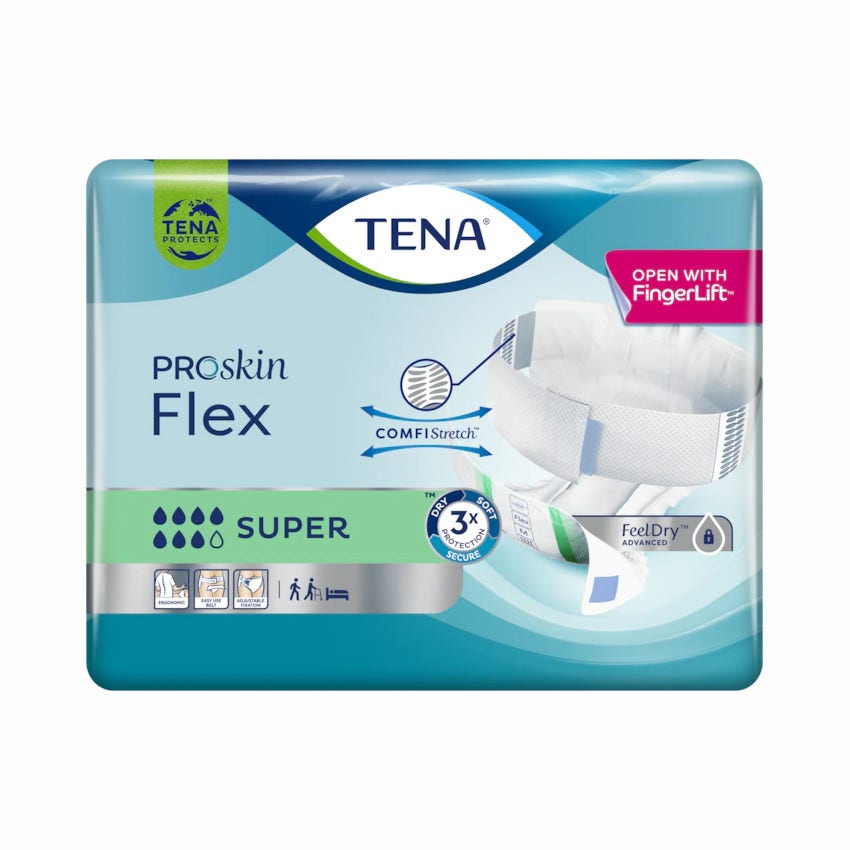 Tena Proskin Flex Super Pañal con cinturón, talla mediana, 30 unidades