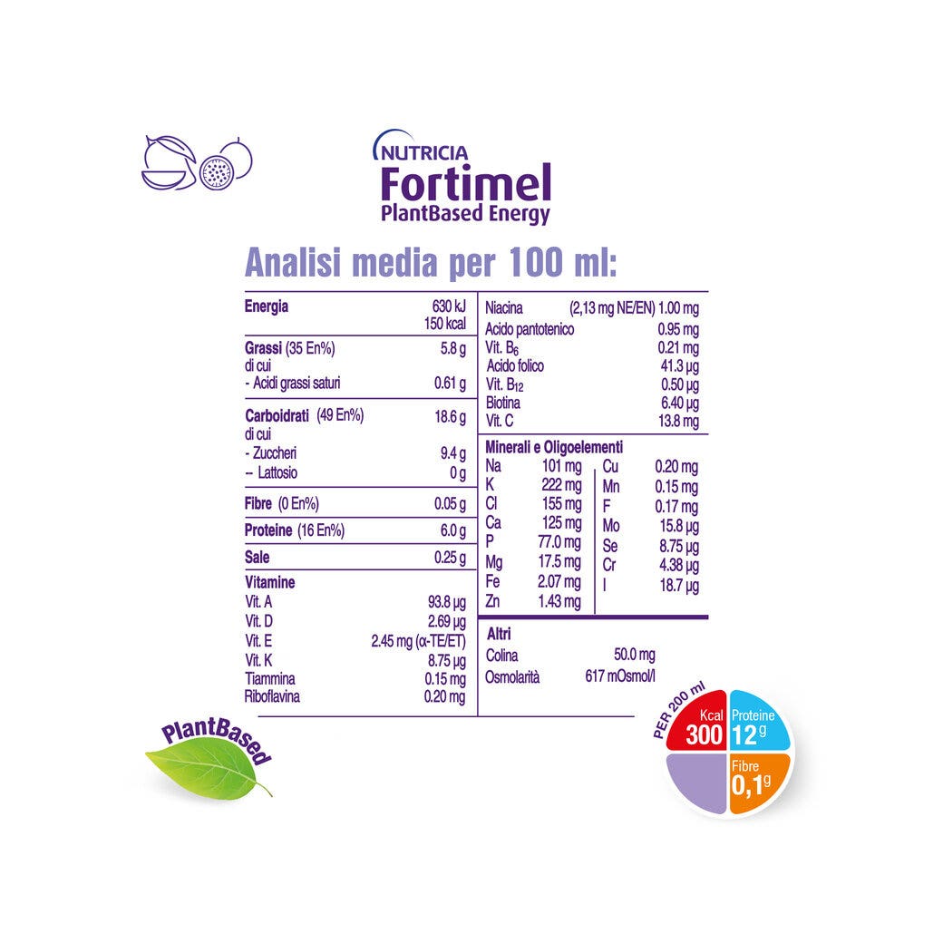 Fortimel Plant Based Energy Mango y Maracuyá 4x200 ml