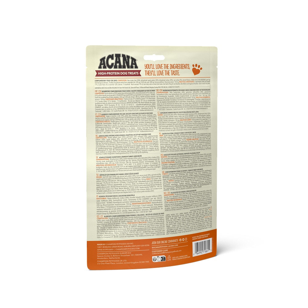 Acana Cane High Protein Dog Treats Crunchy Ricetta Fegato di Tacchino Busta 100g