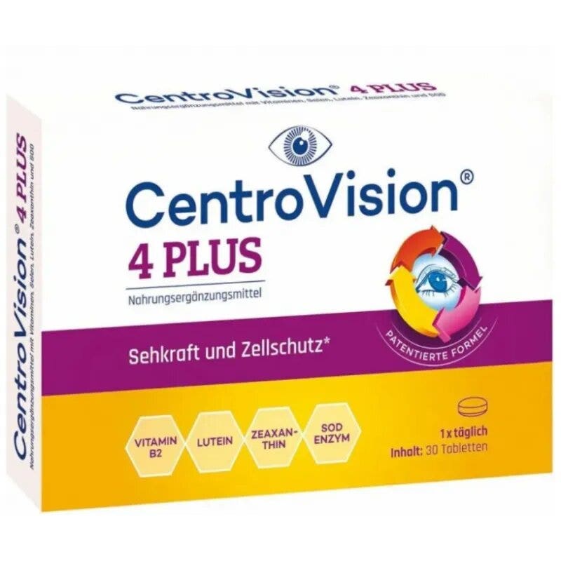 Centrovision 4 Plus, suplemento para la retina y los ojos, 30 comprimidos