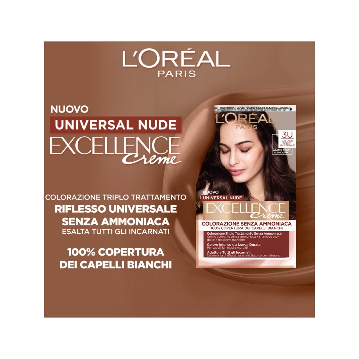L'Oréal Paris Kit Excellence Universal Nude Colorazione Permanente 3U Castano Scuro Universale