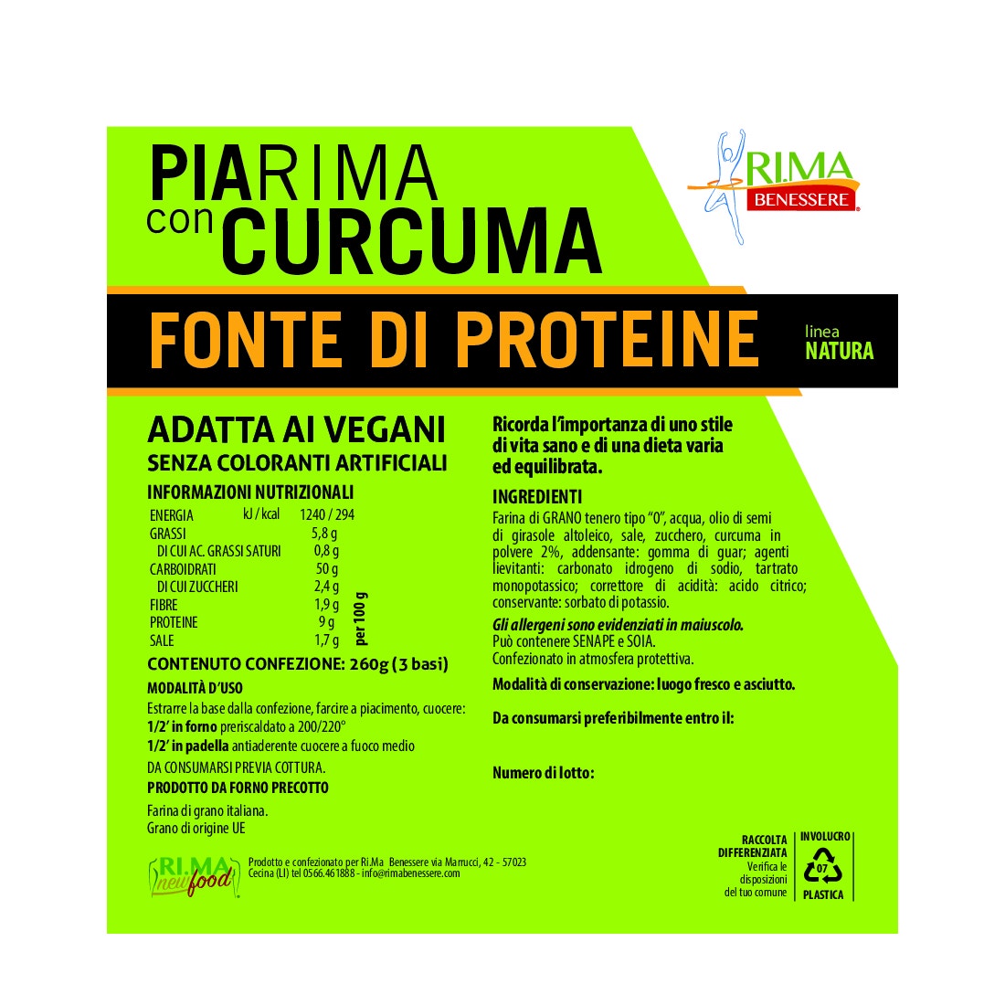 Rima Piadina Gusto Curcuma 260g