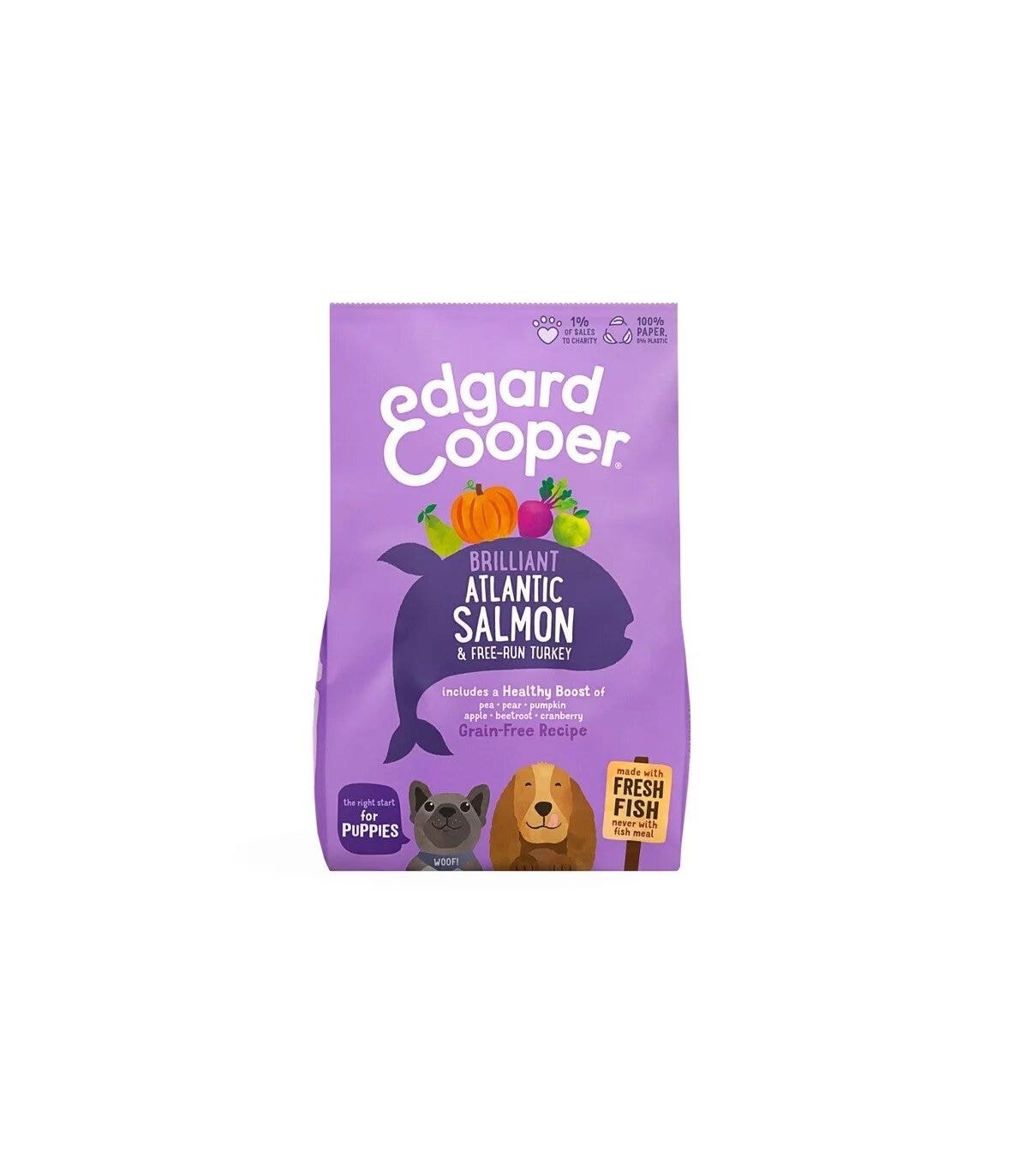 Edgard & Cooper Puppy Salmón y Pavo de Cría en Suelo Sin Cereales Pienso para Perros 2,5 kg