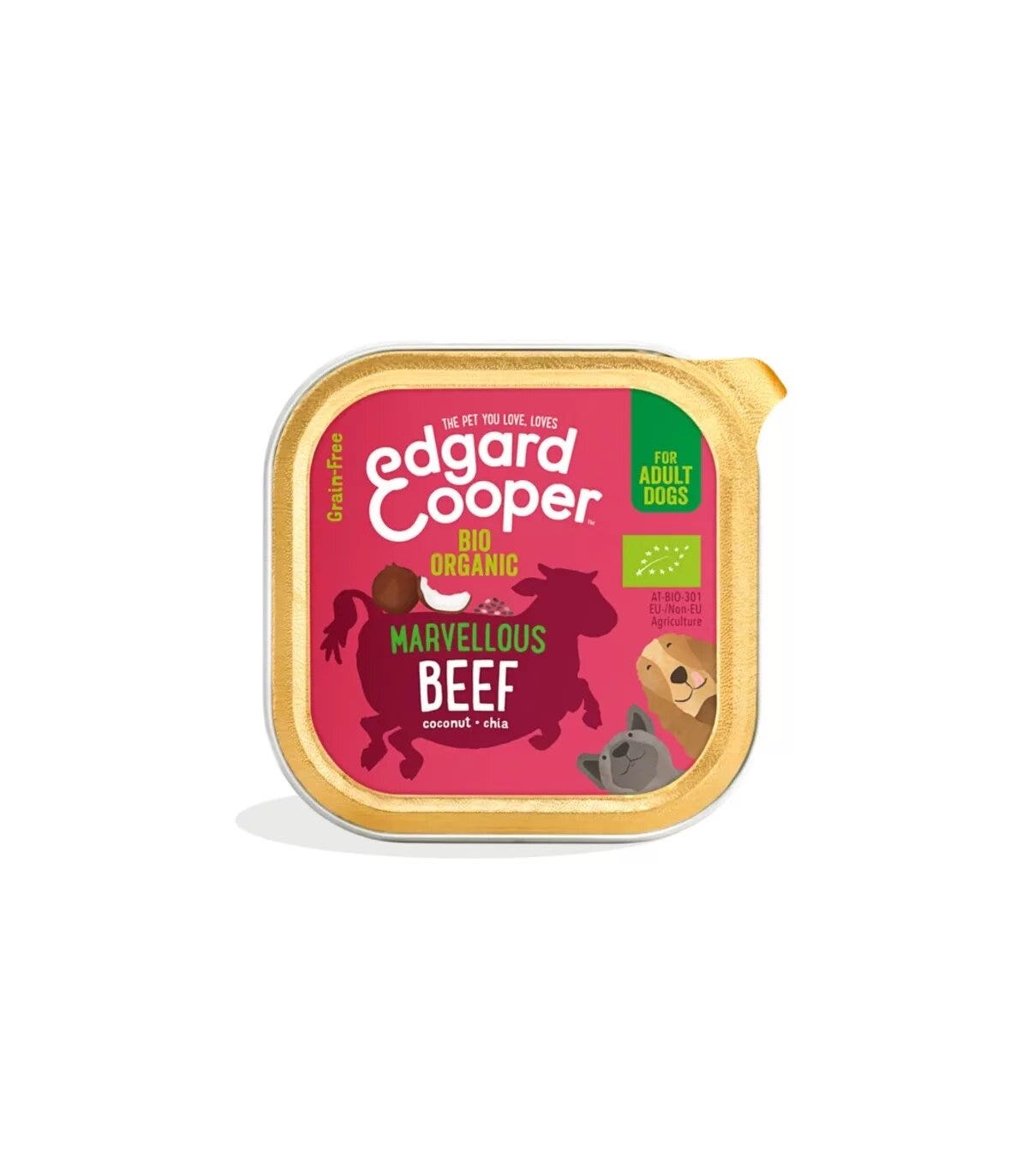 Edgard & Cooper Adult Carne de ternera ecológica sin cereales, comida húmeda para perros, 100 g