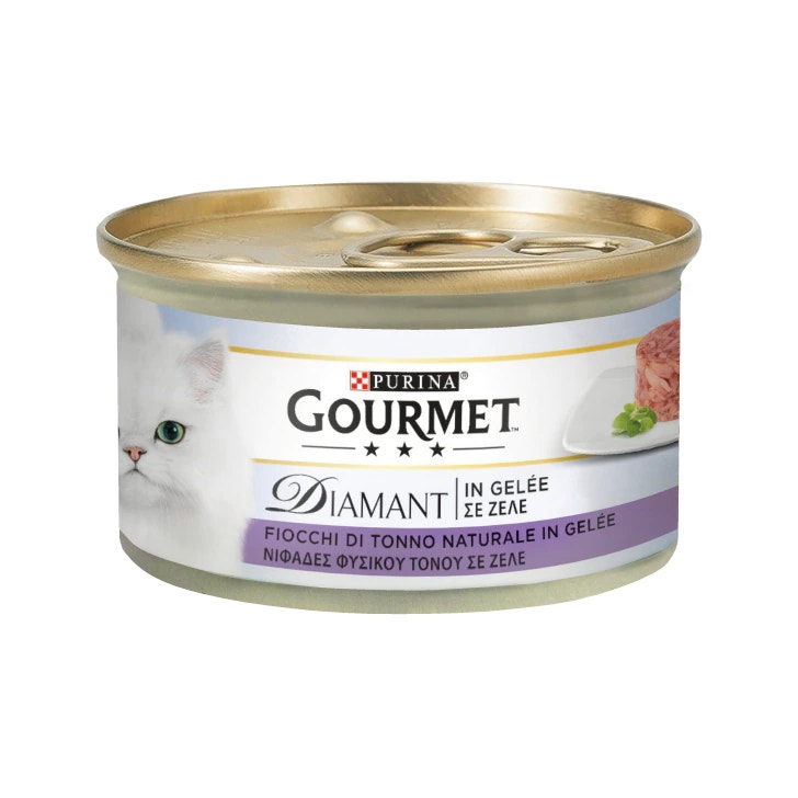 Purina Gourmet Diamant Fiocchi Di Tonno Naturale In Gelée Per Gatti Lattina 85g