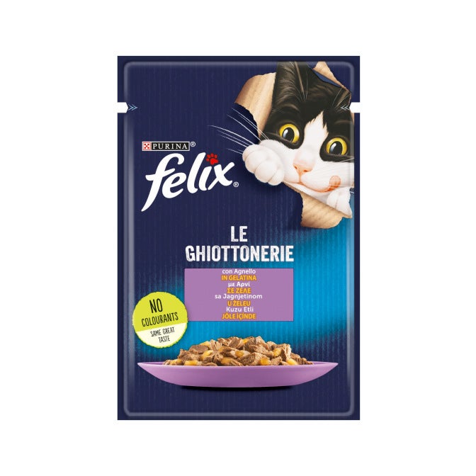 Purina Felix Le Ghiottonerie Sabor Cordero Comida Húmeda para Gatos Adultos Bolsa de 85 g
