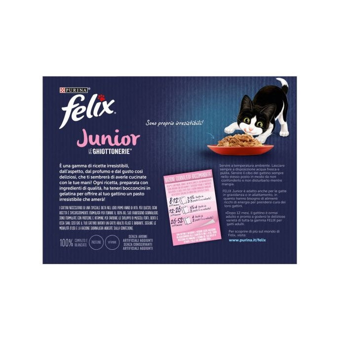 Purina Felix Le Ghiottonerie Junior Sabor a ternera/pollo Comida húmeda para gatitos Sobres 12x85 g