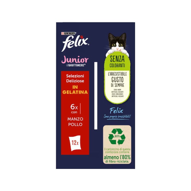 Purina Felix Le Ghiottonerie Junior Sabor a ternera/pollo Comida húmeda para gatitos Sobres 12x85 g