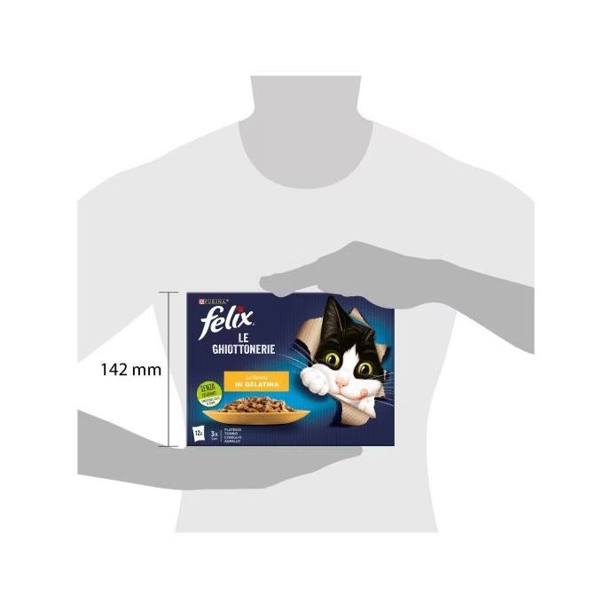 Purina Felix Le Ghiottonerie Sabor Platija/Atún/Conejo/Cordero Comida húmeda para gatos adultos Bolsa 12x85g