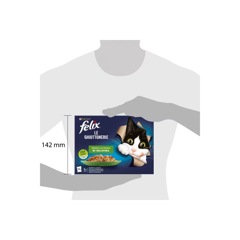 Purina Felix Le Ghiottonerie Manzo/Pollo /Salmone/Trota Con Verdure Cibo Umido Gatti Adulti Busta 12x85g