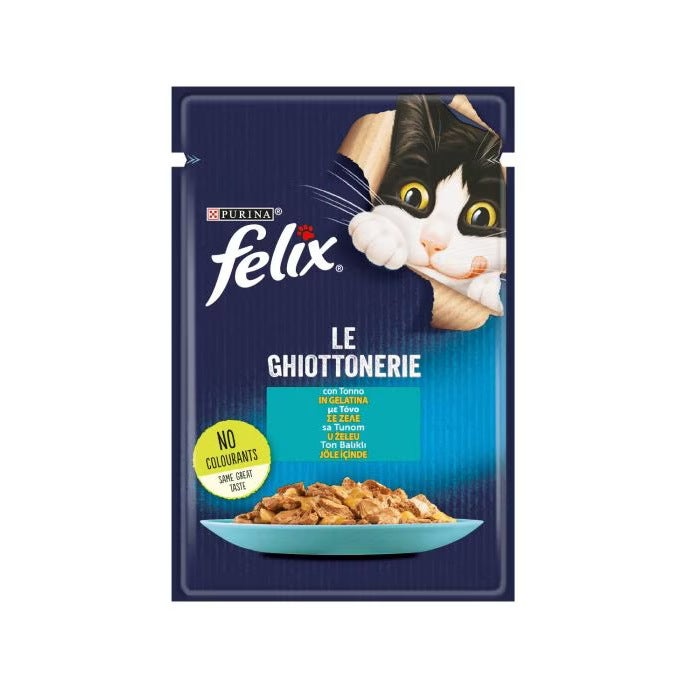 Purina Felix Le Ghiottonerie Sabor Atún Comida húmeda para gatos adultos Bolsa de 85 g