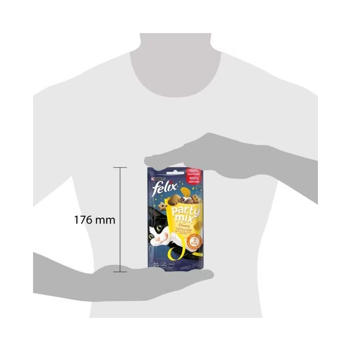 Purina Felix Party Mix Cheezy con Quesos, Snack para Gatos Adultos, Bolsa de 60 g
