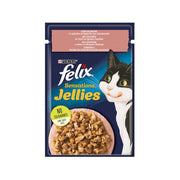 Purina Felix Sensations Jellies Sabor Salmón/Gambas Comida húmeda para gatos adultos Bolsa de 80 g