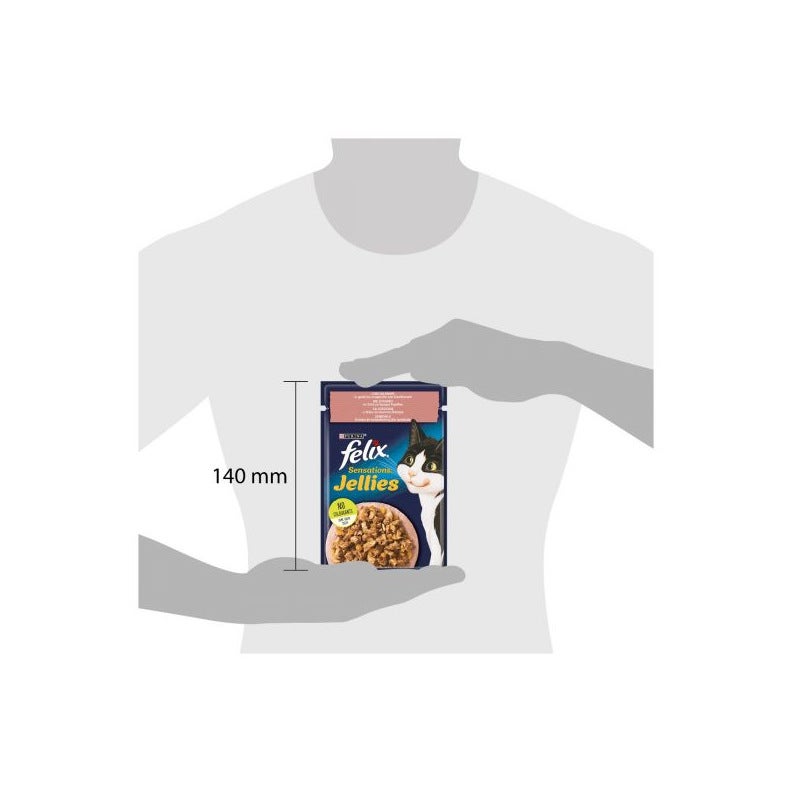 Purina Felix Sensations Jellies Sabor Salmón/Gambas Comida húmeda para gatos adultos Bolsa de 80 g