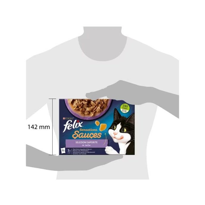 Purina Felix Sensations Sauces Tacchino/Manzo/Salmone/Sardine Cibo Umido Gatti Adulti Busta 12x85g