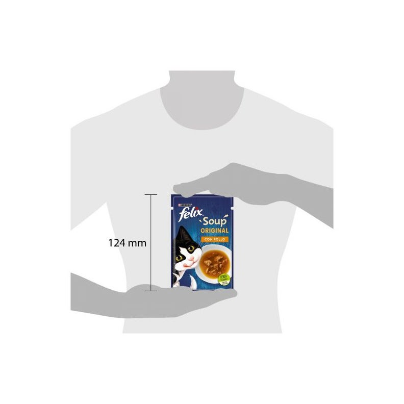 Purina Felix Soup Sabor a Pollo Comida húmeda para gatos adultos Bolsa de 48 g