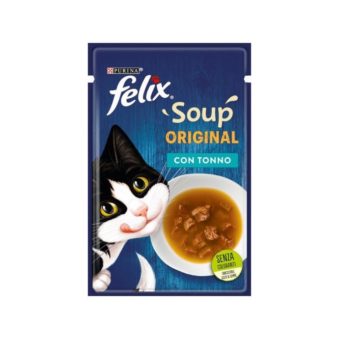 Purina Felix Soup Sabor Atún Comida húmeda para gatos adultos Bolsa de 48 g