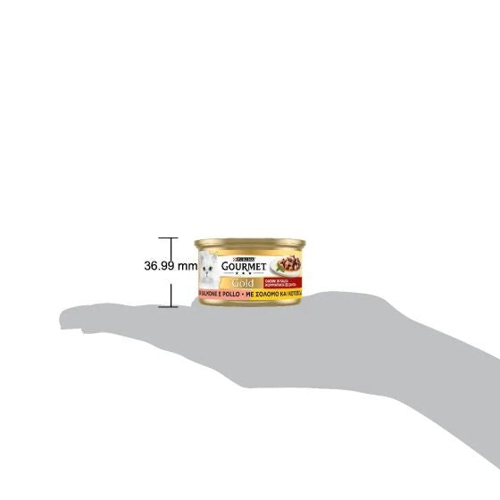 Purina Gourmet Gold Cubitos en salsa con salmón y pollo para gatos, lata de 85 g