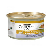 Purina Gourmet Gold Cubitos en salsa con ternera y verduras para gatos, lata de 85 g