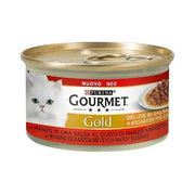 Purina Gourmet Gold Delicias en salsa con ternera para gatos, lata de 85 g