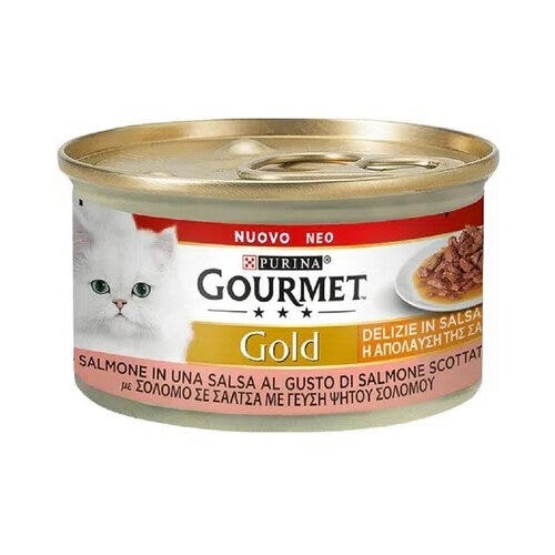 Purina Gourmet Gold Delicias en salsa con salmón para gatos, lata de 85 g