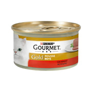 Purina Gourmet Gold Mousse con ternera para gatos, lata de 85 g