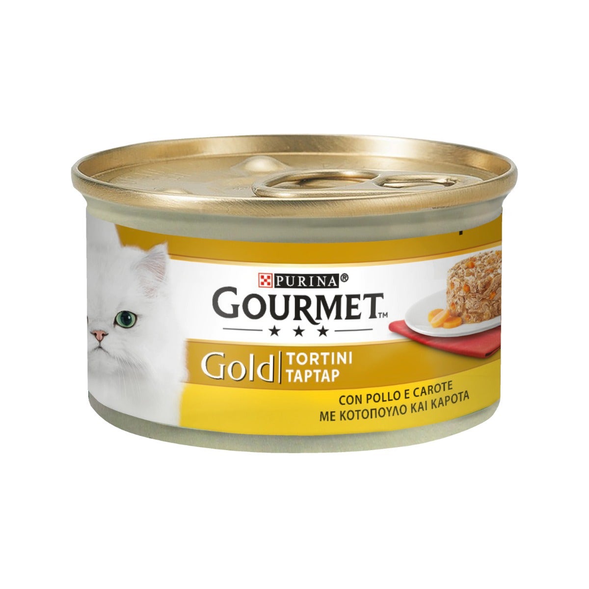 Purina Gourmet Gold Pastelitos con pollo y zanahorias para gatos, lata de 85 g