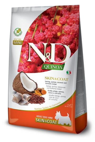 Farmina N&D Quinoa Skin & Coat Herring Cibo Secco Per Cani Adulti Taglia Mini 800g