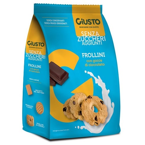 Giusto Sin Azúcar Galletas de Mantequilla con Gotas de Chocolate Sin Gluten 350 g