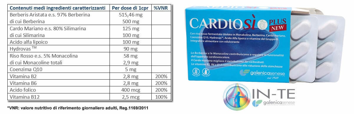 Galenica Senese Cardiosì Plus New, 20 comprimidos de 1200 mg