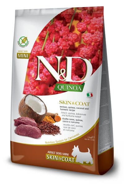 Farmina N&D Dog Mini Quinoa Skin & Coat Venison para perros adultos 800 g