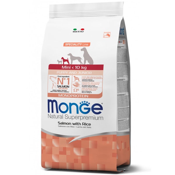 Monge Natural Superpremium Mini Salmón y Arroz - Pienso seco para cachorros de razas pequeñas - Saco de 7,5 kg