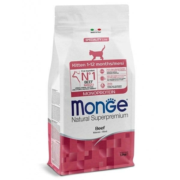 Monge Natural Superpremium Monoprotein Ternera Comida seca para gatitos Saco de 1,5 kg