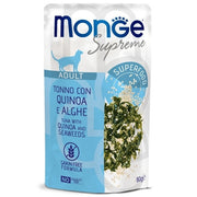 Monge Supreme Trozos de atún con quinoa y algas, comida húmeda para gatos adultos, 80 g