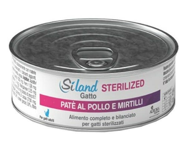 Siland Comida húmeda, paté de pollo y arándanos para gatos adultos esterilizados, 85 g