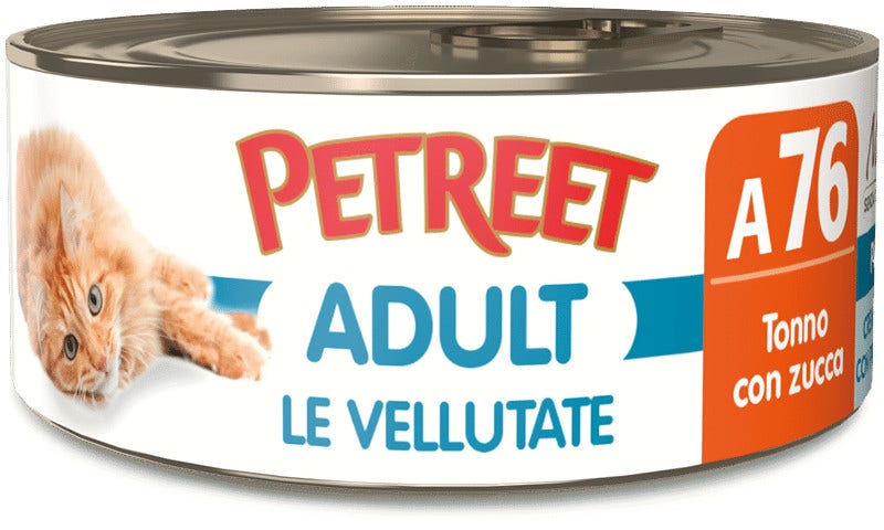 Petreet Crema de atún con calabaza, comida húmeda para gatos adultos, tarro de 70 g