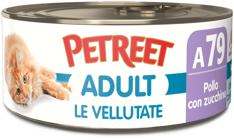 Petreet Crema de pollo con calabacín, comida húmeda para gatos adultos, tarro de 70 g