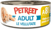 Petreet Crema de ternera con boniatos, comida húmeda para gatos adultos, tarro de 70 g