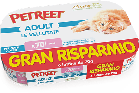 Petreet Crema de atún, comida húmeda para gatos adultos, 6 x 70 g