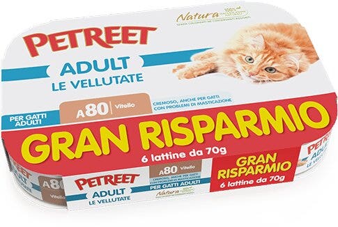 Petreet Crema de ternera Comida húmeda para gatos adultos 6 x 70 g