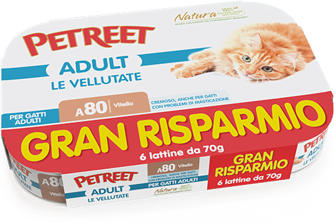 Petreet Crema de ternera Comida húmeda para gatos adultos 6 x 70 g