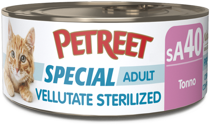 Petreet Crema de atún, comida húmeda para gatos esterilizados, tarro de 70 g