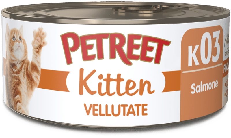 Petreet Crema de salmón, comida húmeda para gatitos, lata de 60 g