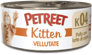Petreet Crema de pollo con leche de cabra, comida húmeda para gatitos, tarro de 60 g