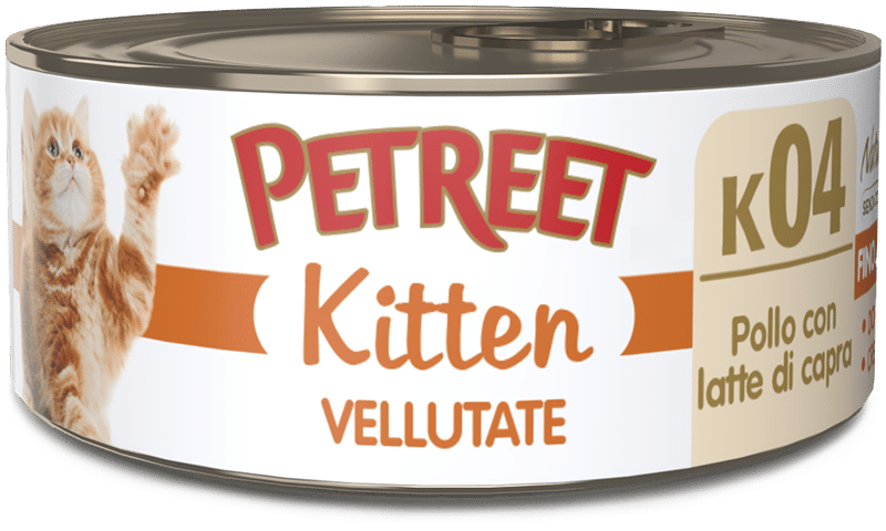 Petreet Crema de pollo con leche de cabra, comida húmeda para gatitos, tarro de 60 g