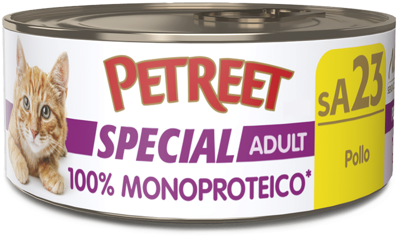 Petreet Monoproteico Pollo Cibo Umido Gatto Adulto Barattolo 60g