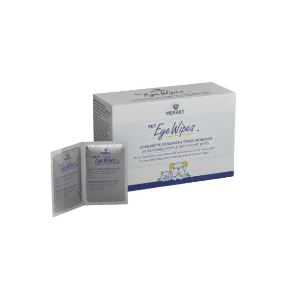 Pet Eye Wipes Salviette Oftalmiche per Cani e Gatti 20 Pezzi