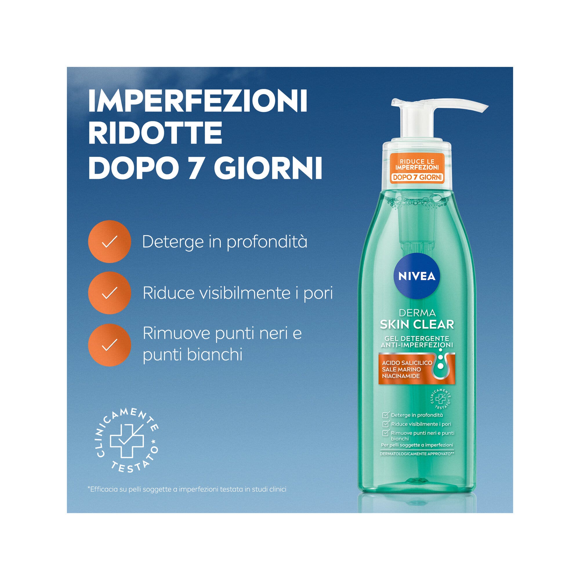 Nivea Derma Skin Clear Gel Limpiador Facial Anti-imperfecciones para el Cuidado de la Piel Grasa 150 ml